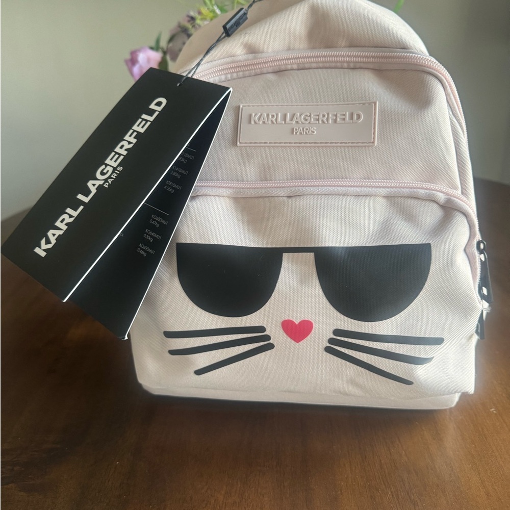 Karl Lagerfeld Light Pink Cat Face Backpack - Picture 7 of 7